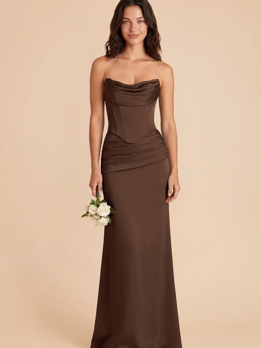 Birdy Grey Espresso Cher Matte Satin Bridesmaid Dress Set